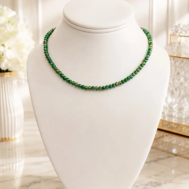 olive jewelry camilia 4mm beaded necklace 1 olive jewelry camilia 4mm beaded necklace 1