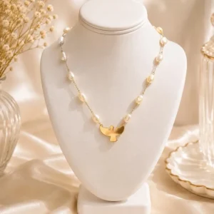 olive jewelry pearl peace necklace