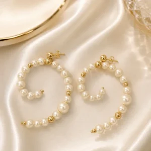 olive jewelry pearl spiral earrings