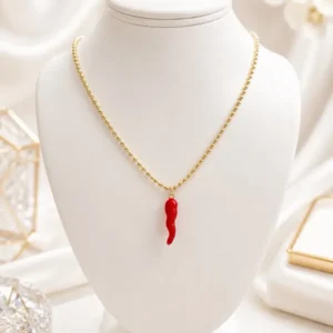 olive jewelry red italian horn necklace